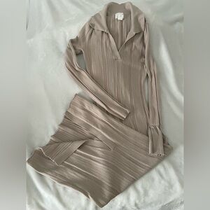 Long Maxi Tan Ribbed Dress